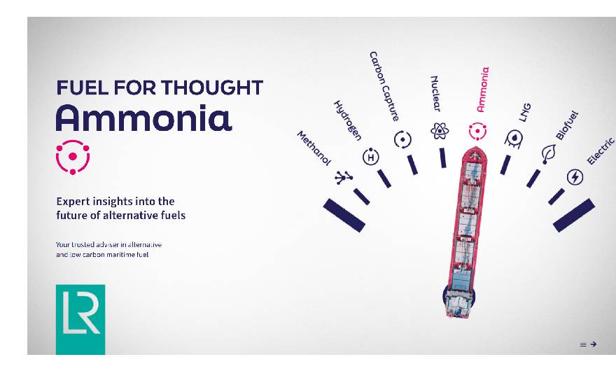 Safety and supply crucial for the widespread adoption of ammonia as a marine fuel